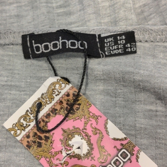 Boohoo Rib Knit Long Sleeve Top and Matching Leggings Set in Light Gray Size 10 - Picture 4 of 5